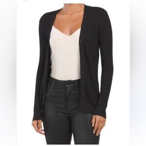 Vince Black Ribbed Women's Cardigan